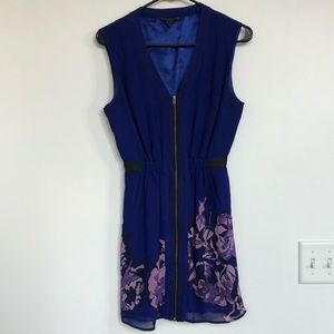 Guess Blue Floral Zip Up Dress